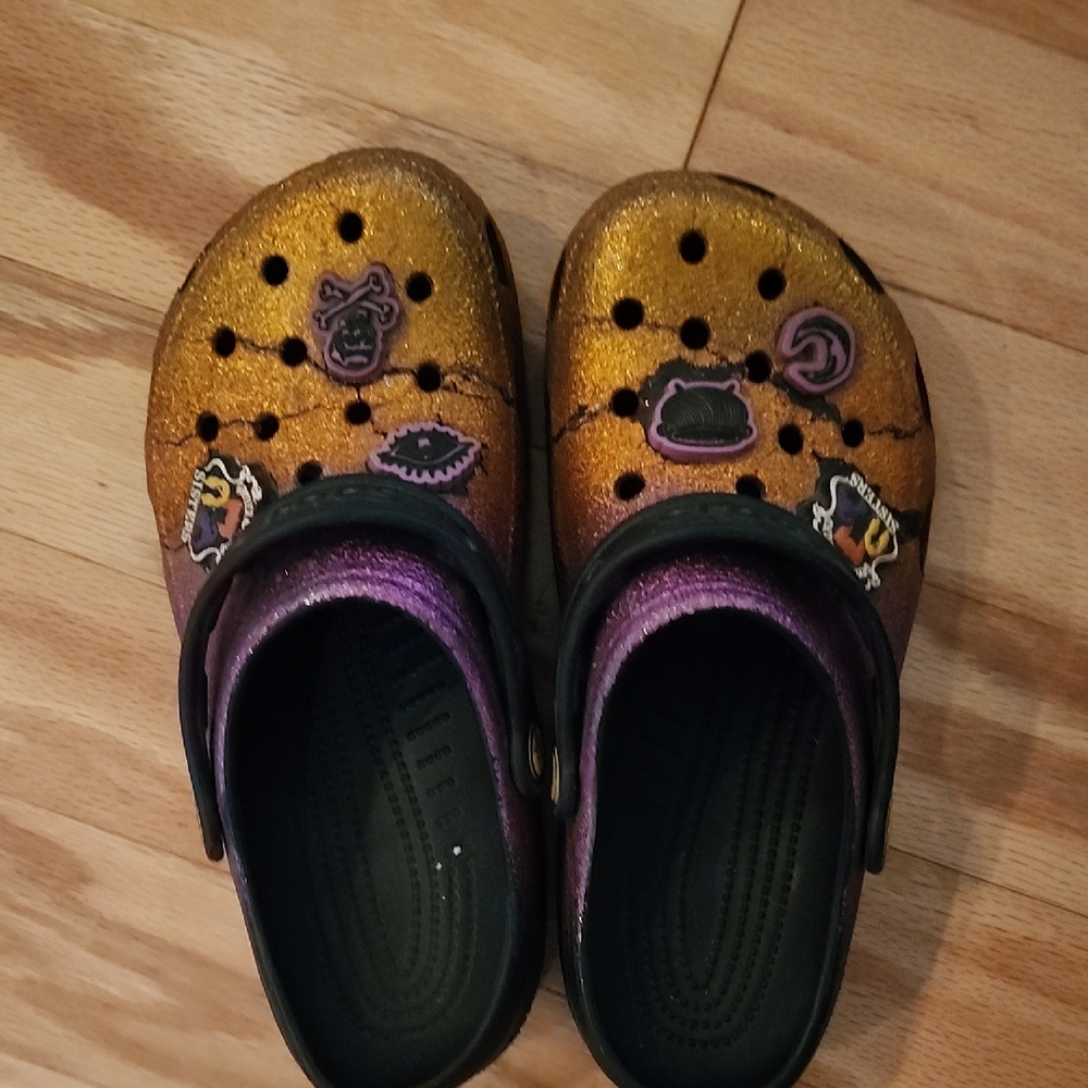 Kids Glitter Clogs - Gold and Purple